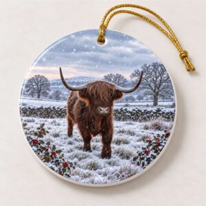 Highland cow Christmas ornament